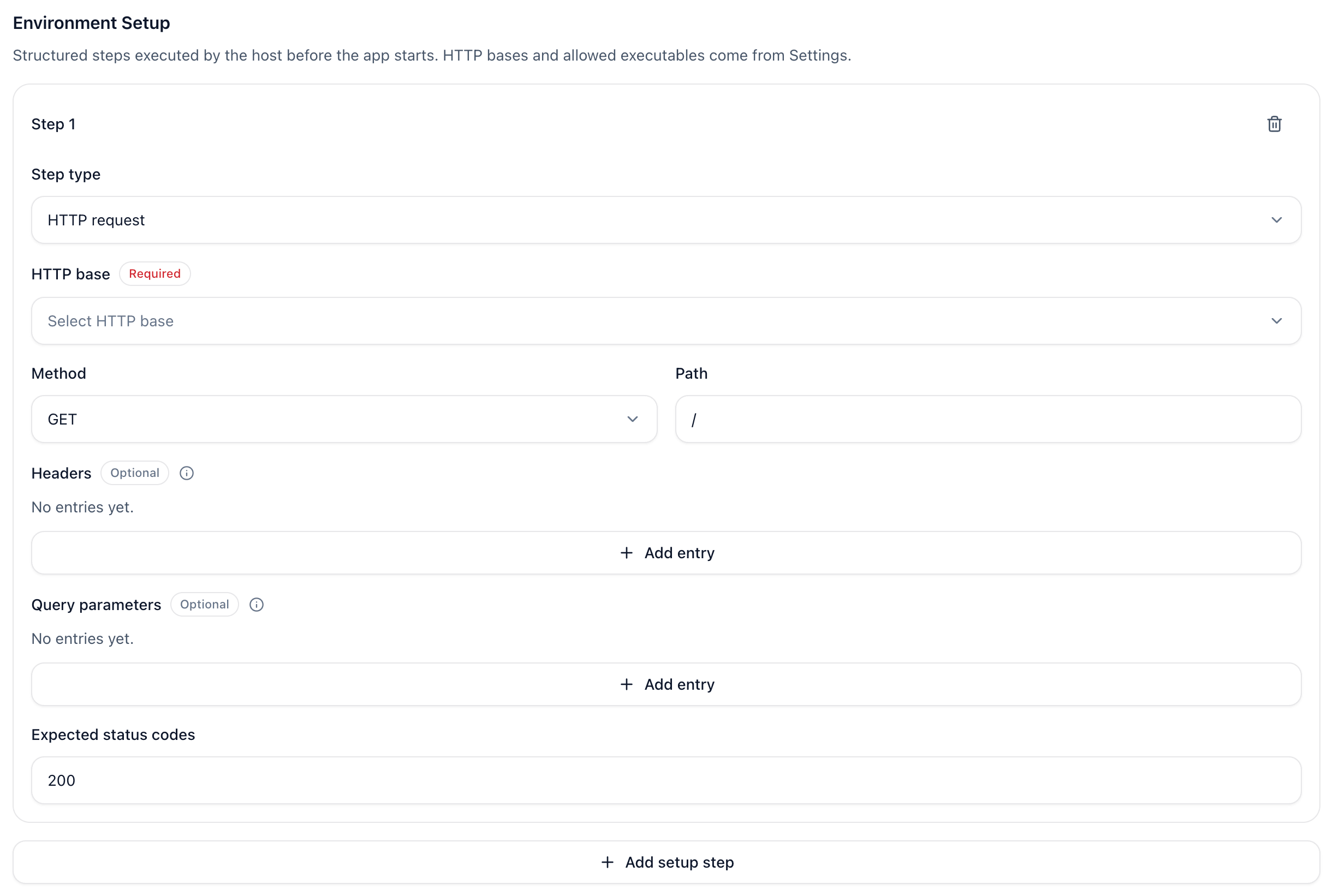 Environment preparation: HTTP request step