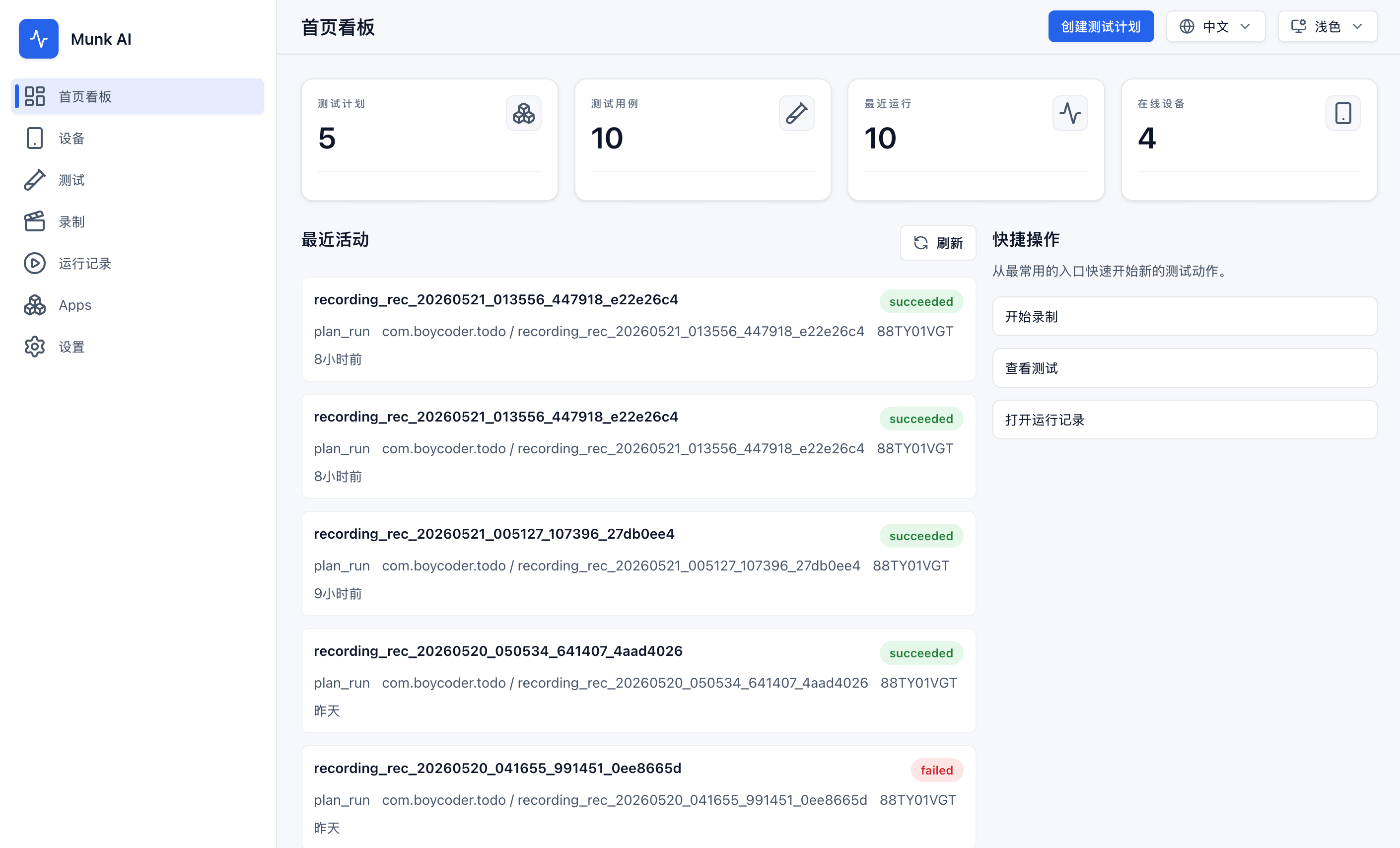 Dashboard 页面截图